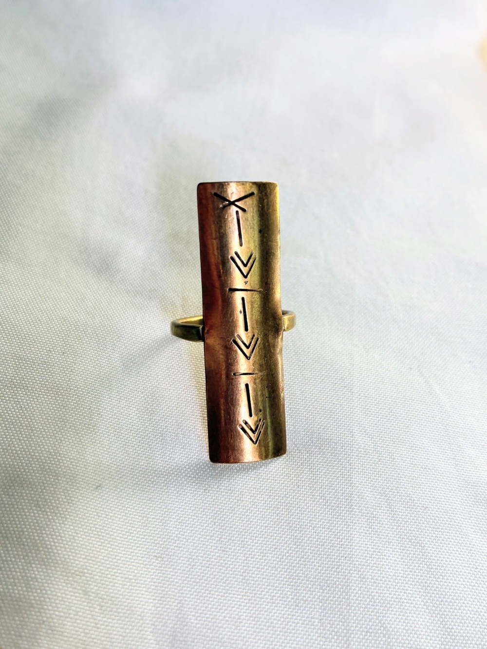 Gold-Tone Tribal Bar Statement Ring - Women Jewelry